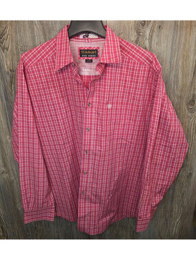 Ariat Pro Series L/S Button Shirt Pink & White Check Size XL